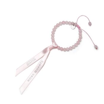 bracelet cordon de cire en perles de Quartz Rose 2