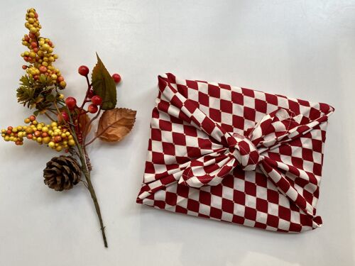 Furoshiki Geschenktücher Weihnachten Rot Weiß Gold, Größe S 35x 35cm, M 50x50cm, L 70x70cm Verpackung Stoff, Wrap Tuch