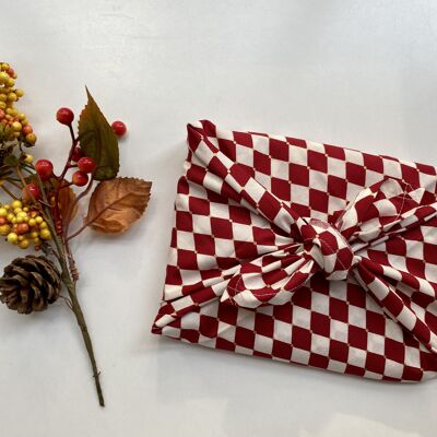 Furoshiki Regalo di Natale Asciugamani Rosso Bianco Oro, Taglia S 35x35cm, M 50x50cm, L 70x70cm Tessuto da imballaggio, Panno avvolgente