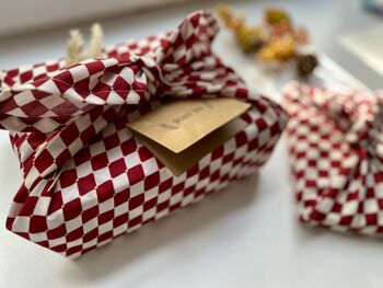 Serviettes cadeaux de Noël Furoshiki Rouge Blanc Or, Taille S 35x35cm, M 50x50cm, L 70x70cm Tissu d'emballage, Chiffon d'emballage 3