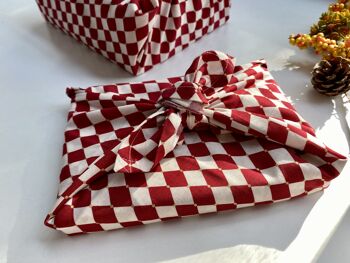 Serviettes cadeaux de Noël Furoshiki Rouge Blanc Or, Taille S 35x35cm, M 50x50cm, L 70x70cm Tissu d'emballage, Chiffon d'emballage 4