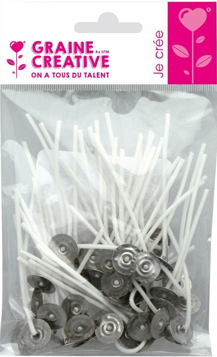 SACCHETTO DA 50 STOPPINI PER CANDELE 7CM SU SUPPORTO