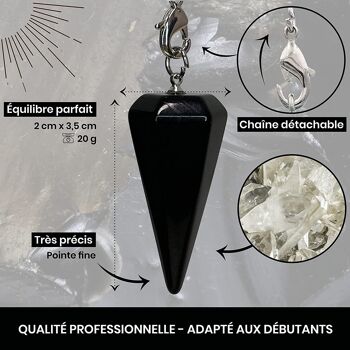 Pendule divinatoire de radiesthésie - Cône onyx noir 3