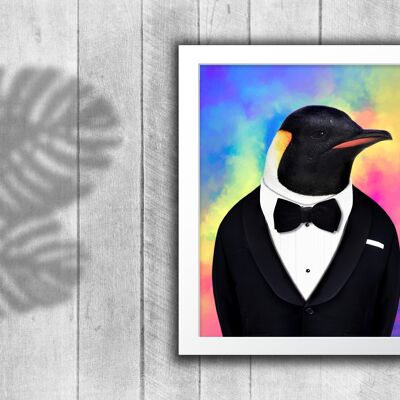 Pinguino in abiti stampa: Arcobaleno (Animalyser)