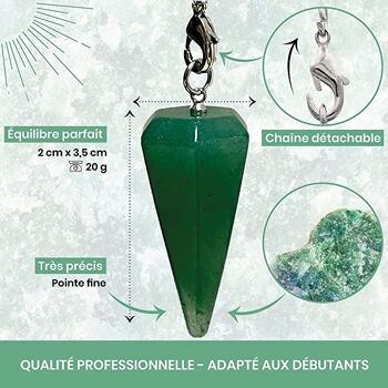 Pendule Divinatoire de Radiesthésie Pierre d'AVENTURINE forme cône - Pierre de Protection & d'Enracinement 2