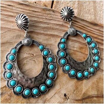 Grandes Boucles D'Oreilles Pendantes Turquoise 2