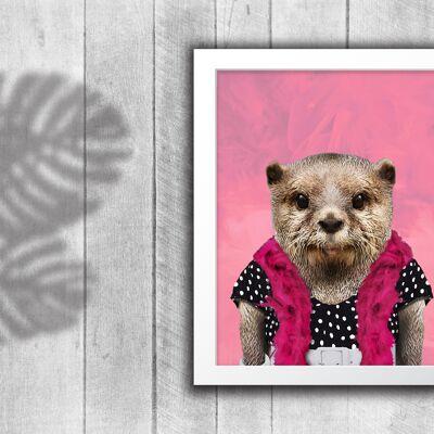 Otter in clothes print: Pink (Animalyser)