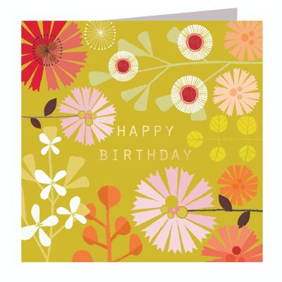 BFL02 Gold Foiled Mustard Birthday Card