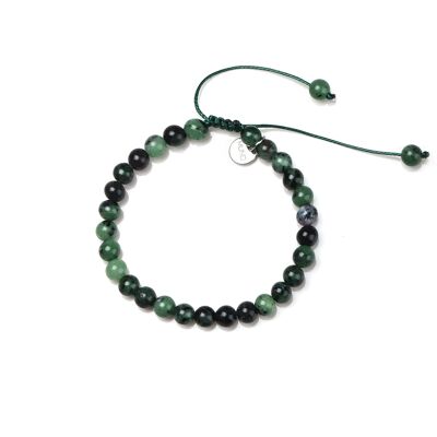 wax cord bracelet in Ruby Zosoisite pearls