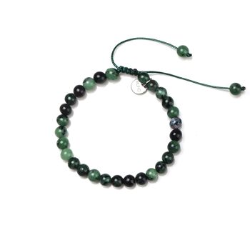 bracelet cordon de cire en perles de Rubis Zosoisite 1