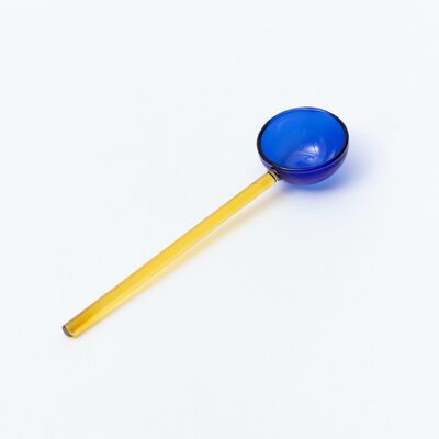 Duo Tone Glass Spoon - Yellow and Cobalt