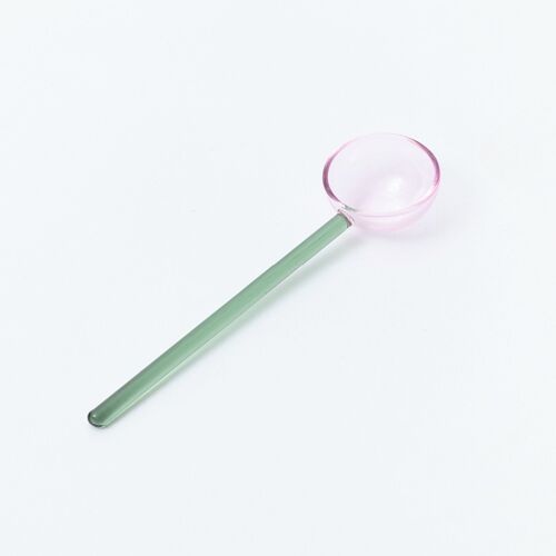 Duo Tone Glass Spoon - Pink and Green