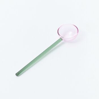 Cuillère en Verre Duo Tone - Rose et Vert 1