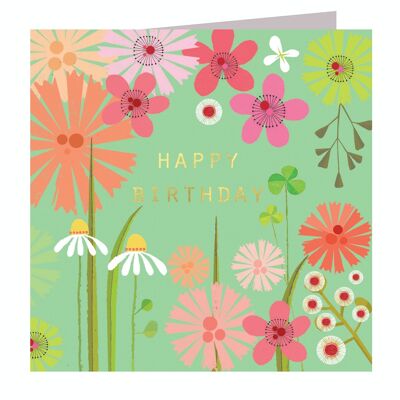 BFL06 Gold Foiled Pea Green Birthday Card