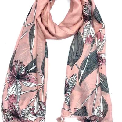 Flower pattern pompom scarves