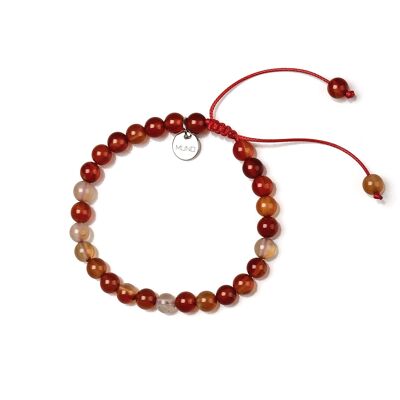 Wax cord bracelet in Agate Red Carnelian beads