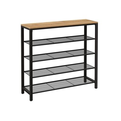 Shoe rack with 4 grid levels honey brown-black