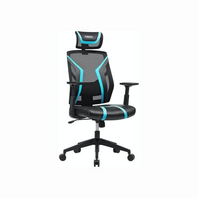 Chaise de bureau ergonomique noir et bleu