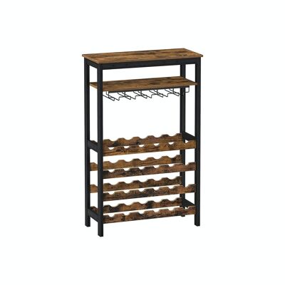 Industrial design wine rack with glass holders