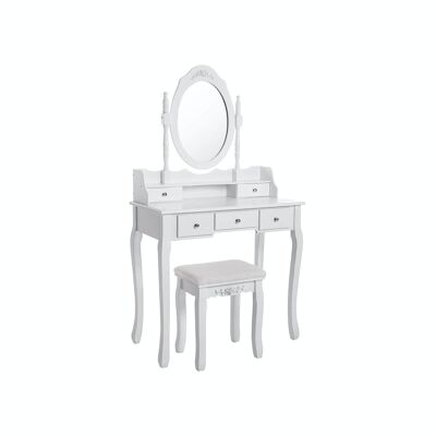 Dressing table set with 5 drawers White