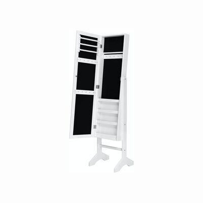 Freestanding jewelry cabinet with mirror White