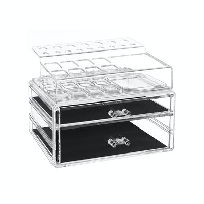 Cosmetic organizer with 2 drawers transparent