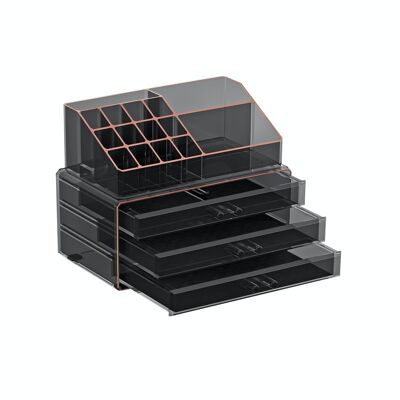 Make-up organizer with 3 drawers, black