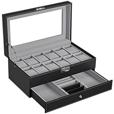 Watch box with 2 levels, black