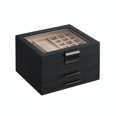 Jewelery box with black glass surface