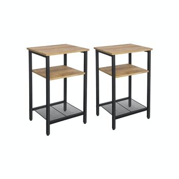 Tables d'appoint set de 2 brun miel-noir 1