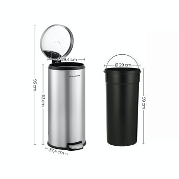 Poubelle Inox 30 L Argent 8