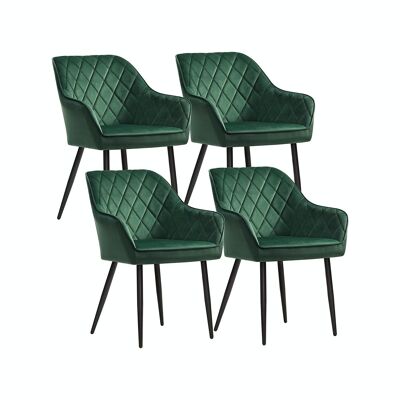 Conjunto de 4 sillas de comedor de terciopelo verde
