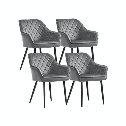 Gestoffeerde stoelen, set van 4, lichtgrijs