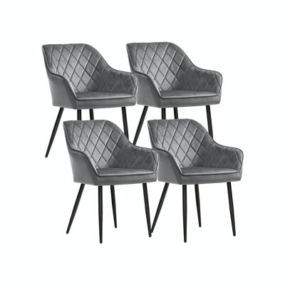 Upholstered chairs, set of 4, light grey
