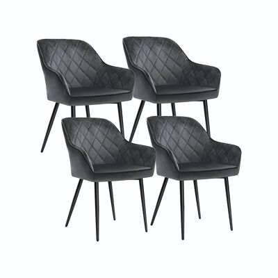 Set di 4 sedie imbottite grigie
