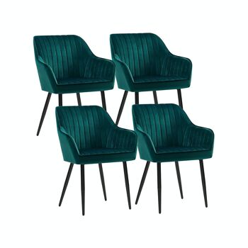 Chaises rembourrées, lot de 4, couleur pétrole 1