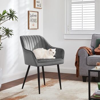 Ensemble de 6 chaises de salle à manger avec revêtement en velours gris clair 3