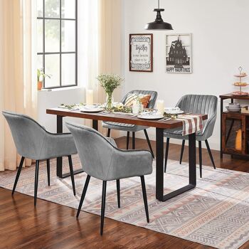 Ensemble de 6 chaises de salle à manger avec revêtement en velours gris clair 4