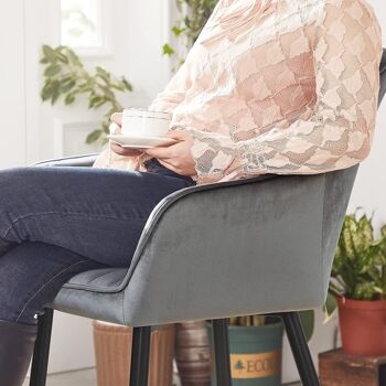 Ensemble de 6 chaises de salle à manger avec revêtement en velours gris clair 6