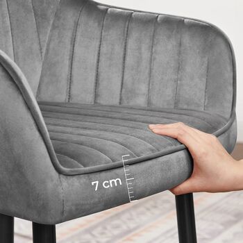 Ensemble de 6 chaises de salle à manger avec revêtement en velours gris clair 7