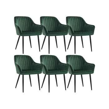Ensemble de 6 chaises de salle à manger avec revêtement en velours vert 1