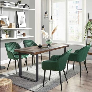 Ensemble de 6 chaises de salle à manger avec revêtement en velours vert 3
