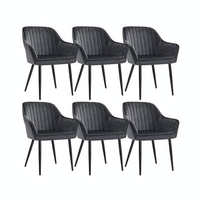 Set di 6 sedie per sala da pranzo con gambe in metallo grigio