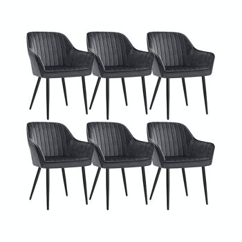 Lot de 6 chaises de salle à manger avec pieds en métal gris 1