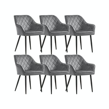 Chaises de salle à manger avec accoudoirs, lot de 6, gris 1
