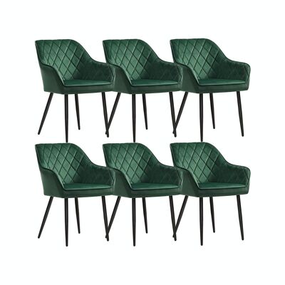 Set of 6 Dining Chairs with Armrests Green