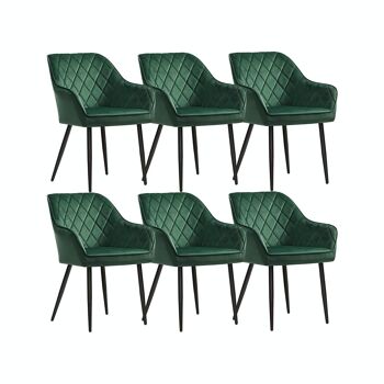 Lot de 6 chaises de salle à manger avec accoudoirs Vert 1