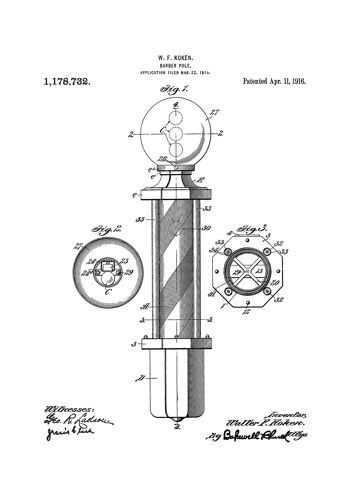 Impression de dessin de brevet : Poteau de barbier 2