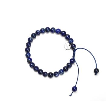 bracelet cordon de cire en perles de Lapis Lazuli 1