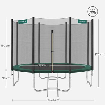 Trampoline 366 cm noir-vert 10